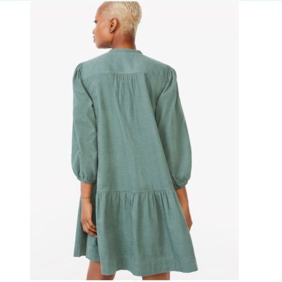 Free Assembly Tiered Swing Dress with ¾ Puff Sleeves | Green | Medium | NWT - Picture 3 of 7